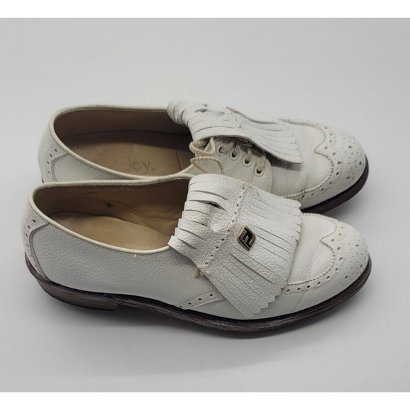 Foot Joy women's SZ 5.5B vintage Leather Wing tip Tassel golf shoes - Picture 2 of 5